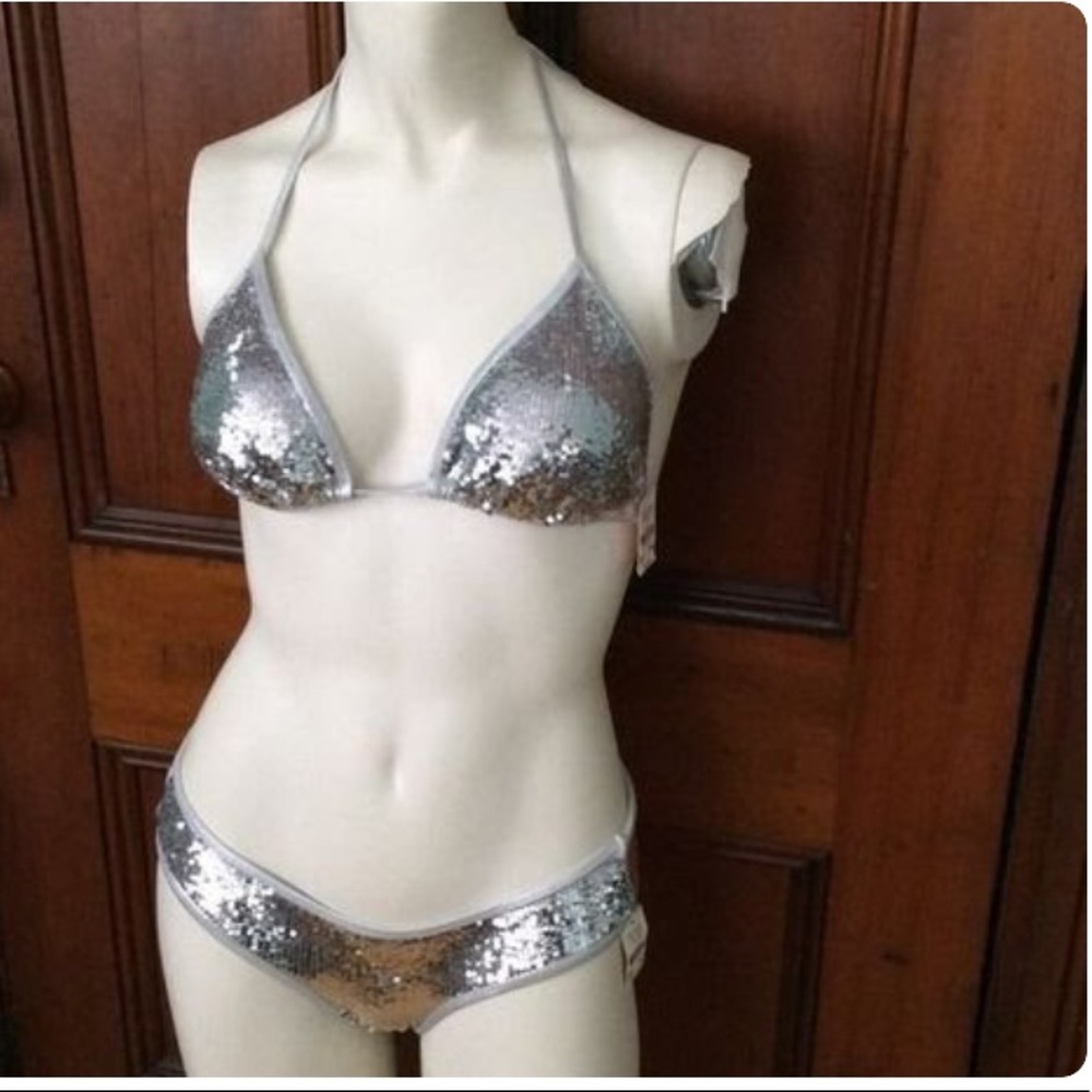 Victoria’s Secret silver sparkly bikini bottoms